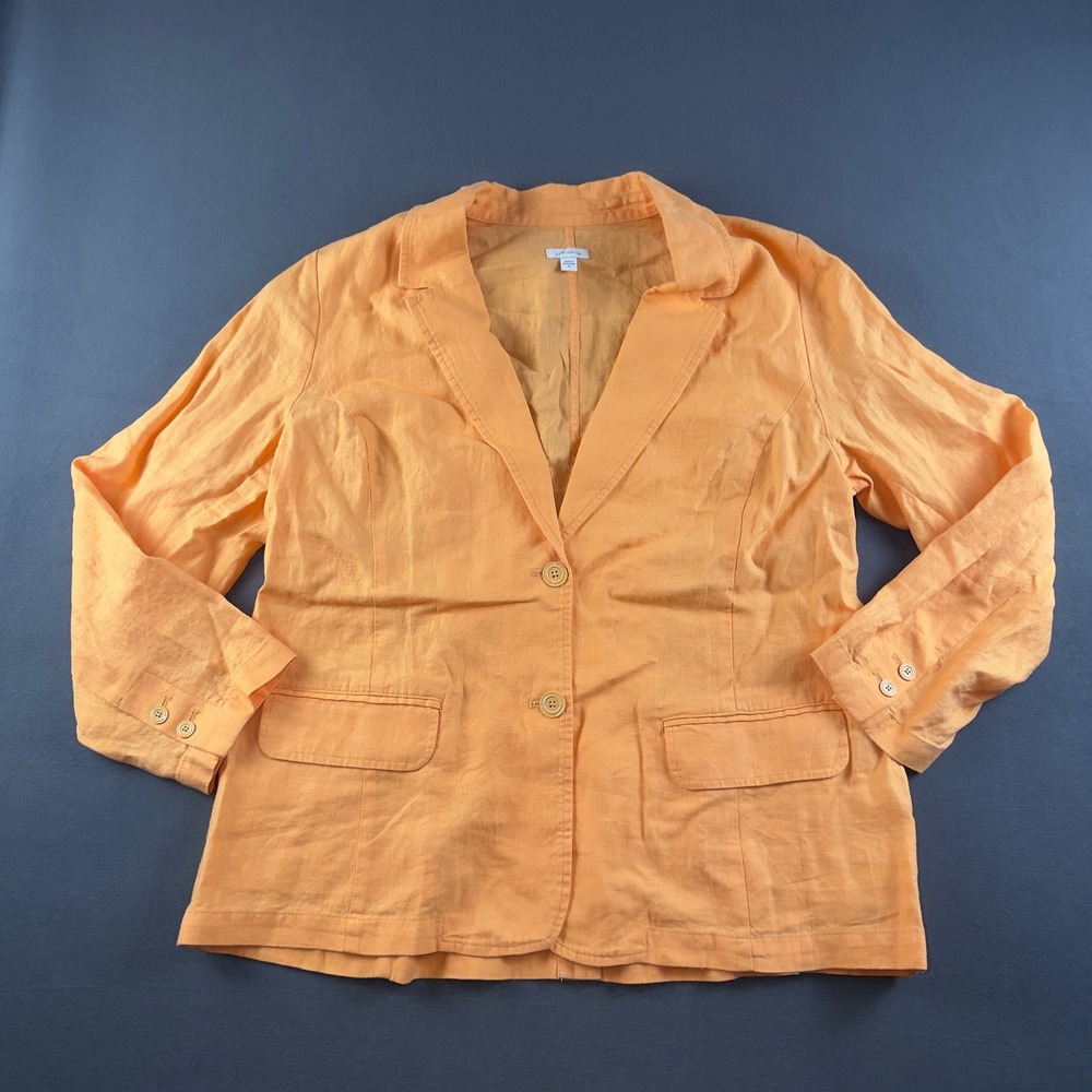 J.Jill Love Linen Orange Two Button Blazer Jacket WJT293951 XL